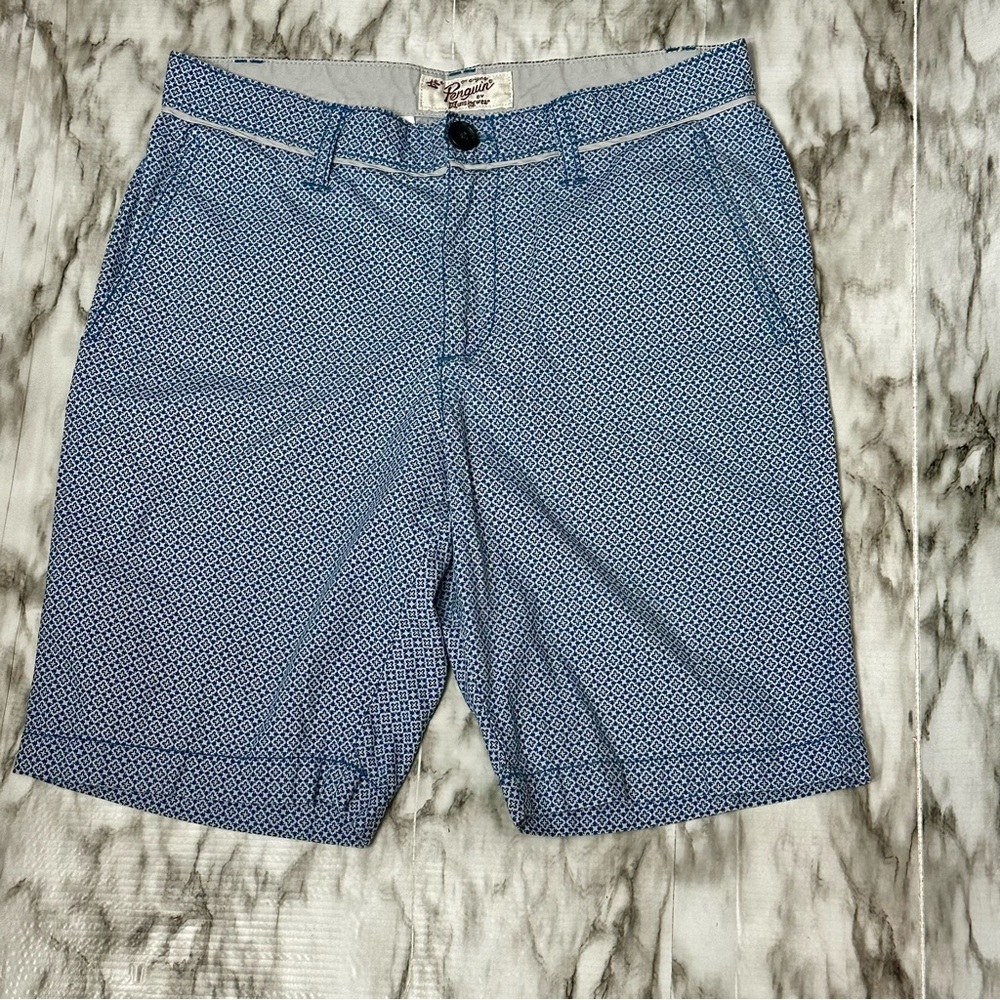 Original Penguin Blue Pattern Flat Front Shorts T… - image 2